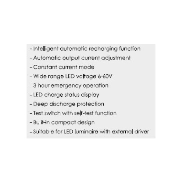 KIT D'EMERGENZA ALIMENTATORE ANTI BLACK OUT PER LUCI LED CON DRIVER ESTERNO CON BATTERIA 3.6V 3.0Ah