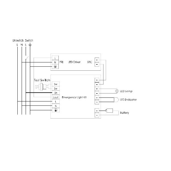 KIT D'EMERGENZA ALIMENTATORE ANTI BLACK OUT PER LUCI LED CON DRIVER ESTERNO CON BATTERIA 3.6V 3.0Ah
